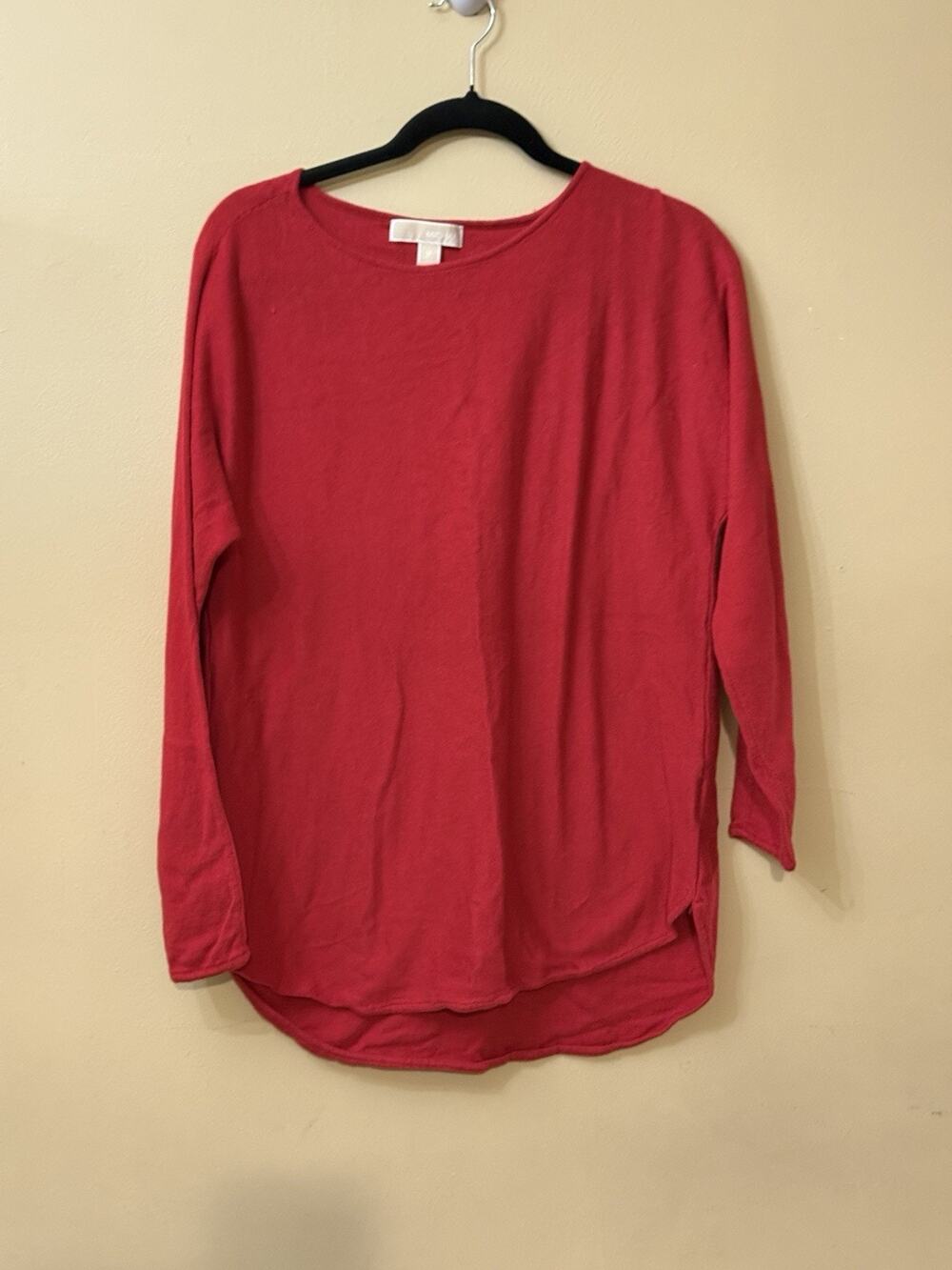 Michael Kors Sweater Womens Medium Red Cotton Knit Boatneck Tunic Holiday Glam